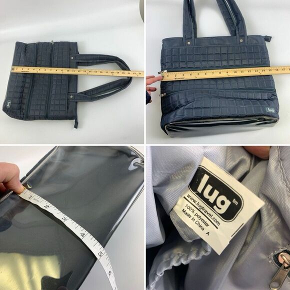 Lug Taxicab Tote Bag Gray Quilted Purse Zip Travel Pockets Large Purse Bag - Picture 16 of 16